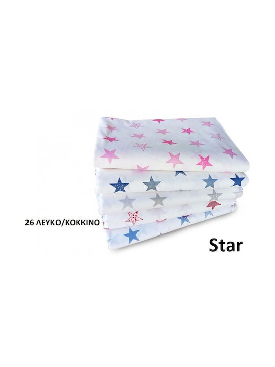 Dimcol Star Baby Bettlaken Für Wiege Baumwolle Rot 80x110cm