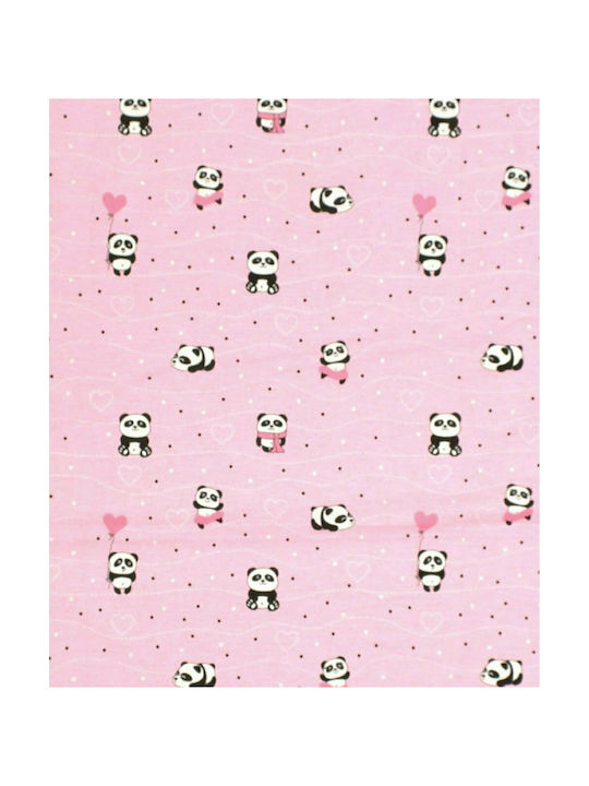 Dimcol Βρεφικό Σεντόνι Κούνιας Βαμβακερό με Λάστιχο Panda 111 Pink 70x140εκ.