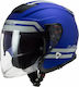 LS2 Infinity OF521 Hyper Blue Matt Κράνος Μηχανής Jet 1250gr με Sunvisor