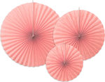 Decorative hanging fans pink 3pcs.