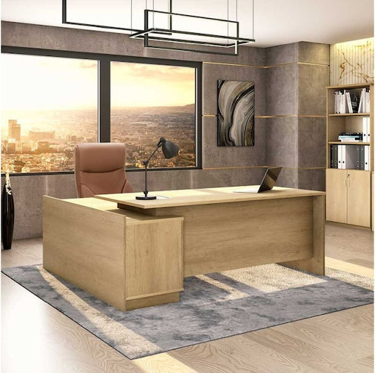 Birou Profesional Colțar Amazon Din Lemn Bej 180x160x76 cm