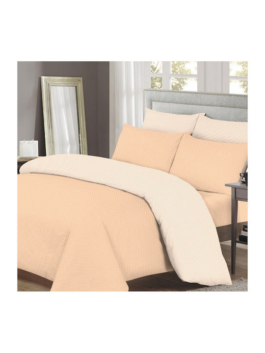 Marwa Duvet Cover Set Single with Pillowcase 160x240 Polka-dot-Rayé Beige
