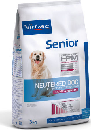 Virbac Senior Neutered Large & Medium 3kg Dry Food for Senior Neutered Medium & Large Breed Dogs with Chicken, Rice, Poultry, Pork and Potatoes