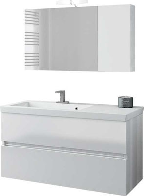 Drop Luxus 100 Bank mit Waschbecken und Spiegel L100xB44xH16cm Weiß