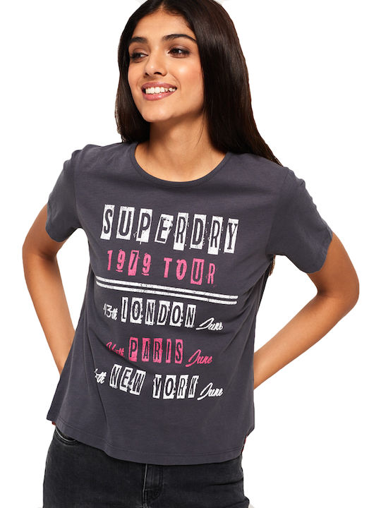 Superdry Tour Boxy G10007XQ Γυναικείο T-shirt Γκρι