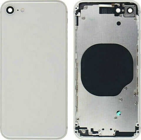 Πίσω Πλαίσιο με Τζαμάκι Ασημί για iPhone 8