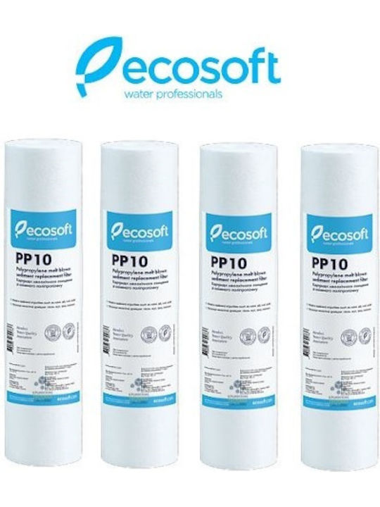 Ecosoft Ανταλλακτικό Φίλτρο Νερού Άνω και Κάτω Πάγκου από Πολυπροπυλένιο 10" PP10 10 μm 4τμχ
