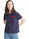 Superdry Vintage Logo Chainstitch Patch Boxy Women's T-shirt Navy Blue