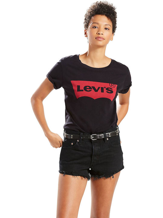 Levi's The Perfect Large Batwing Γυναικείο T-shirt Μαύρο με Στάμπα