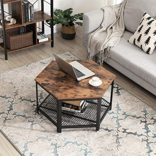 Round Central Coffee Table Wooden Brown M75xP75xH45cm