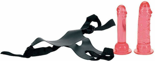 Seven Creations Crotchless Strap On Harness Gurtzeug mit Dildo in Schwarz Farbe 2Stück