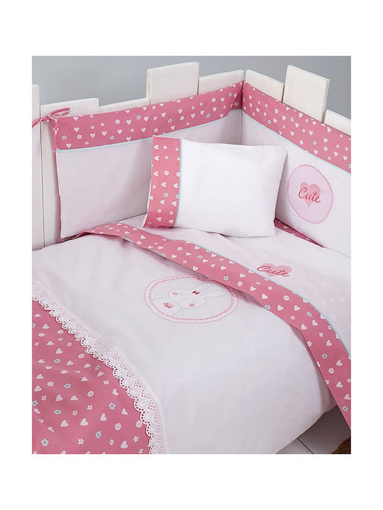 Nima Cutie Baby Sheets Set Crib Cotton Pink 120x170cm 3pcs