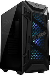 Asus TUF Gaming GT301 Midi Tower Computer Case with Window Panel and RGB Lighting Black