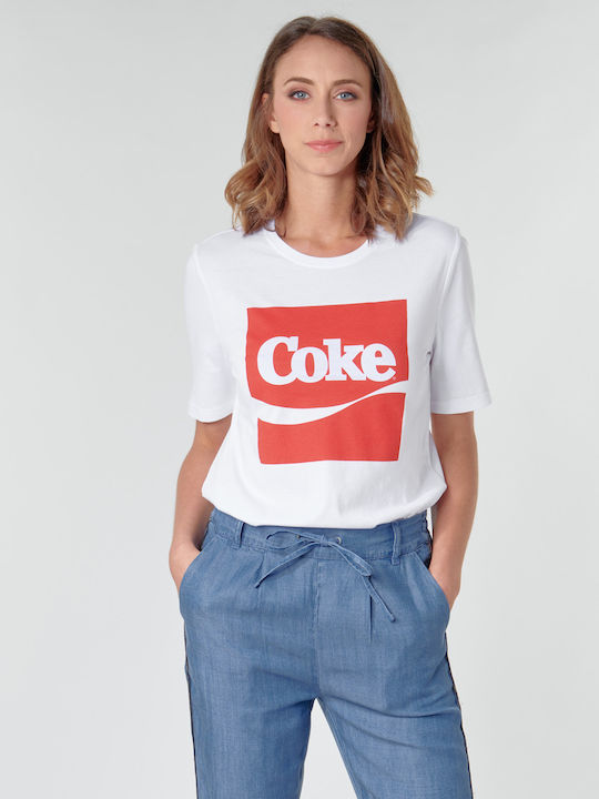 Only Γυναικείο T-shirt Λευκό με Στάμπα