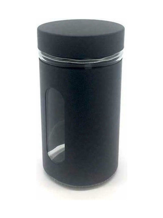 Homestyle Como Κουτί Γενικής Χρήσης / Ζάχαρη / Καφέ με Καπάκι Γυάλινο σε Μαύρο Χρώμα 8.5x8.5x15.5cm