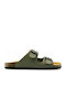 Plakton Leather Women's Flat Sandals Anatomic in Khaki Color