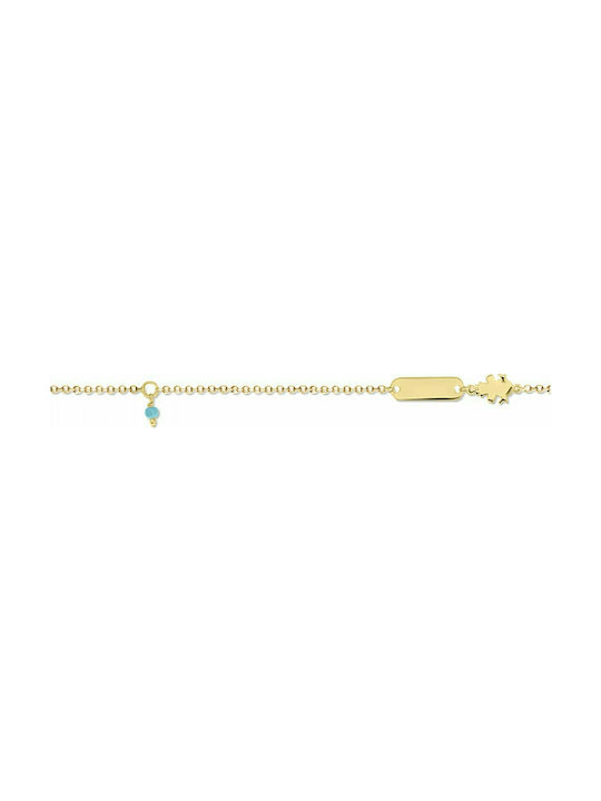 Children's identity bracelet K9 gold with little girl and turquoise pb0319