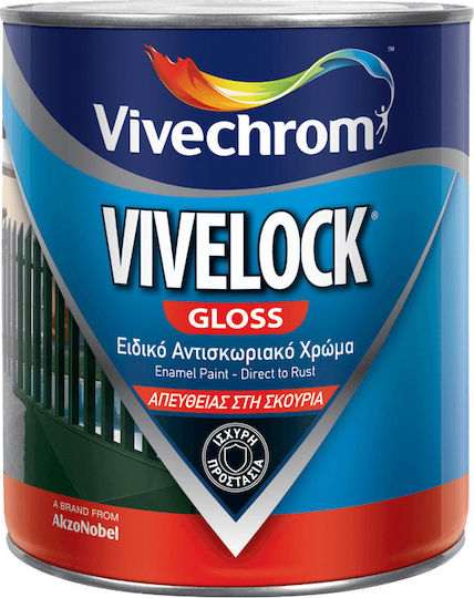 Vivechrom Χρώμα Αντισκωριακό Διαλύτου Vivelock 0.75lt Λευκό Γυαλιστερό