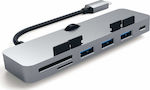 Satechi USB 3.0 Hub 4 Θυρών με σύνδεση USB-C και Εξωτερική Παροχή Ρεύματος Γκρι