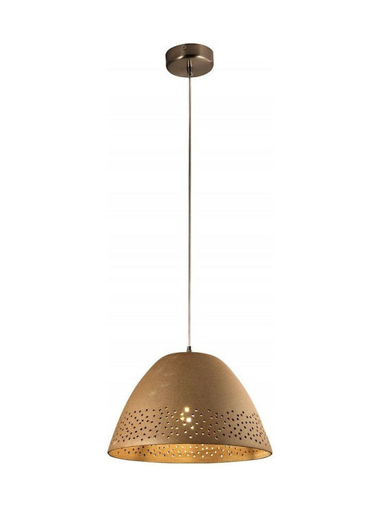 Fabas Luce Casale Pendant Light Single-Light Bell for Socket E27 Brown