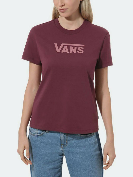 Vans Women's T-shirt with V Neckline Purple VN0A47WH7D5