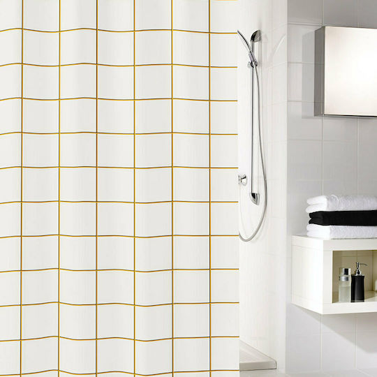 Kleine Wolke Grid Shower Curtain Fabric 180x200cm Black - Gold 5914919305