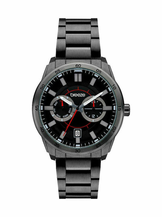 Breeze Mantrix Ανδρικό Ρολόι 44mm Χρονογράφος Μπαταρίας με Μαύρο Μεταλλικό Μπρασελέ