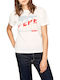 Pepe Jeans Cameo Γυναικείο T-shirt Optic White με Στάμπα