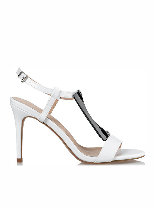 Envie Shoes Women's Sandals White with Thin Medium Heel
