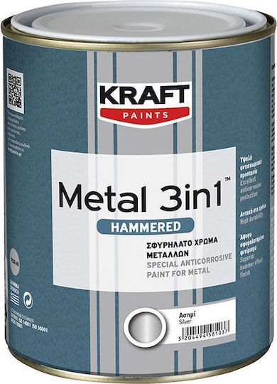Kraft Βερνικόχρωμα Αντισκωριακό Διαλύτου Metal 3IN1 0.75lt Μαύρο Σφυρήλατο