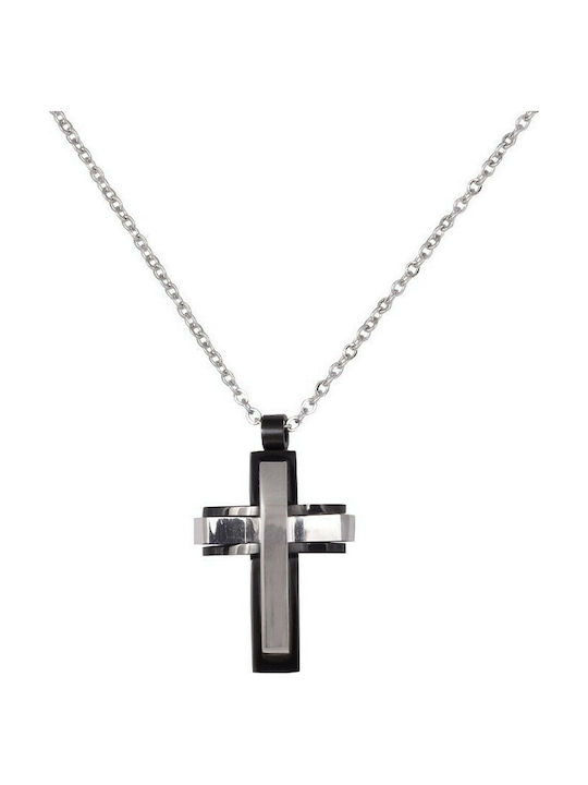 Visetti Herren Kreuz aus Stahl mit Kette