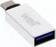 Well Convertor USB-C Masculin în USB-A Feminin Argintiu 1 Bucată 16262