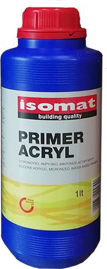 Isomat Primer Acryl Σιλικονούχο Ακρυλικό Μικρονιζέ Αστάρι Νερού Ελαφρώς Κίτρινο Suitable for Construction Materials 1lt