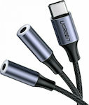 Ugreen Μετατροπέας USB-C male σε 3.5mm 2x female Γκρι (30732)