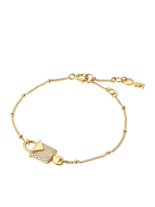 Michael Kors Women's Silver Chain Bracelet Gold Plated with Zircon 17.5cm