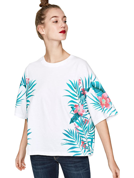 Pepe Jeans Laurel Women's T-shirt Floral White