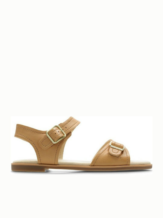 Clarks Bay Primrose Leather Women's Flat Sandals In Beige Colour 26141987