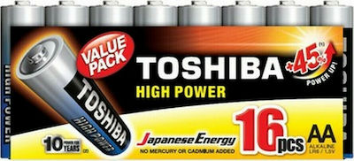 Toshiba High Power Αλκαλικές Μπαταρίες AA 1.5V 16τμχ