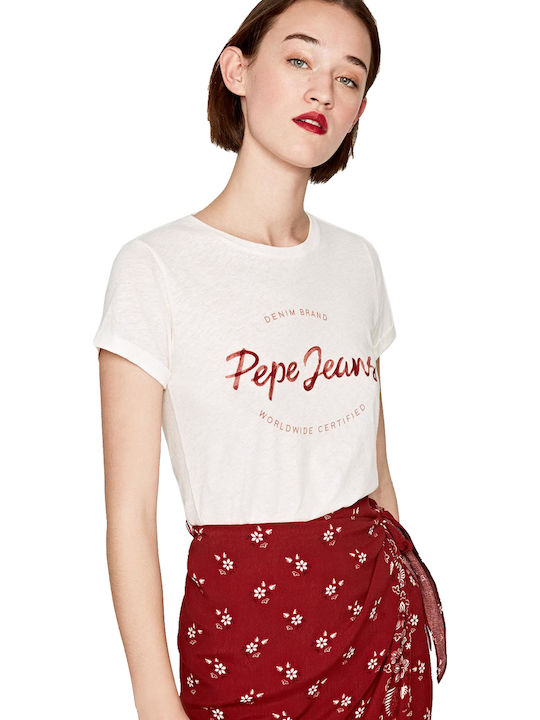 Pepe Jeans Erin Vintage Style Γυναικείο T-shirt Λευκό