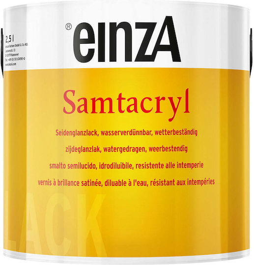 Einza Ριπολίνη Πολυουρεθανικό Νερού Samtacryl Seidenglanzlack Metallic 0.75lt Λευκό Σατινέ
