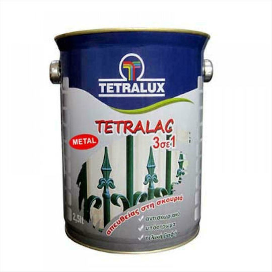 Tetralux Βερνικόχρωμα Αντισκωριακό Διαλύτου Tetralac 3 in 1 0.75lt Λευκό Γυαλιστερό