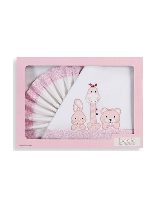 Interbaby Friends Seturi de cearșafuri pentru bebeluși Pentru Patut Flanel Roz 115x175buc 3buc