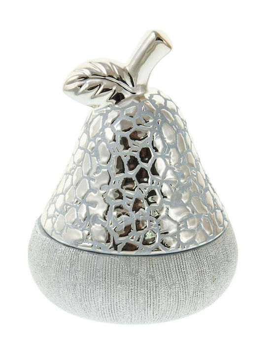 Ceramic Sweet Jar Pear with Lid Silver 11x11x18cm