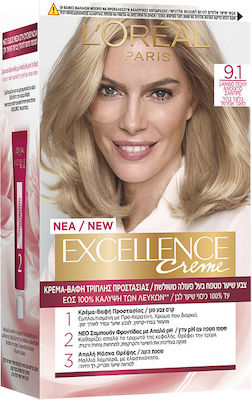 L'Oreal Paris Excellence Creme Triple Care Color Set Hair Dye 9.1 Very Light Ash Blonde 48ml