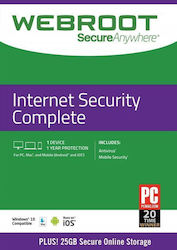 Webroot SecureAnywhere Internet Security Complete for 1 Device and 1 Year of Use (Electronic License)