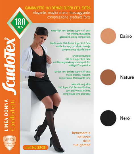 Scudotex 837 Socks Calf High Graduated Compression with Silicone 23-26 mmHg Black