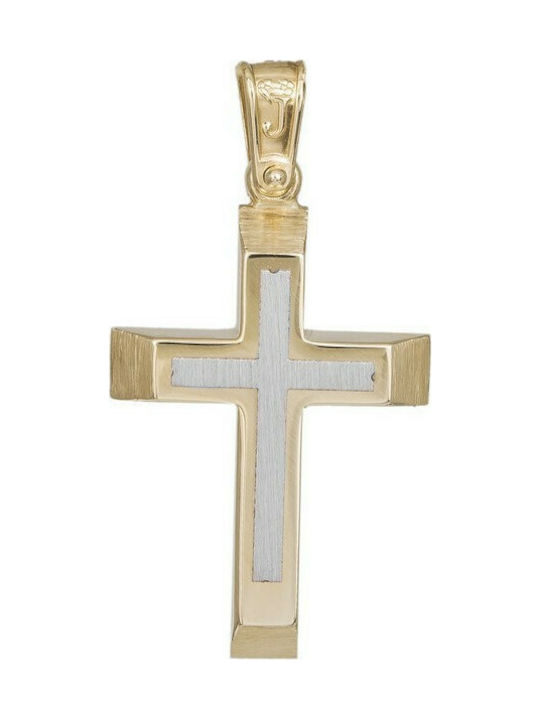 Baptism Crosses - Engagement Cross Handmade double sided cross K14 with Baptism 036131 036131 Men's Gold 14 Carat