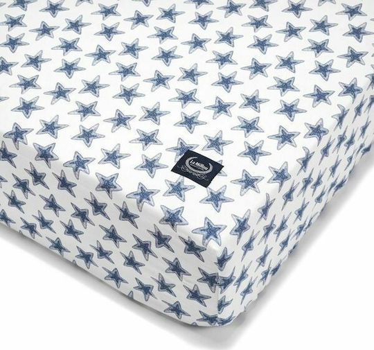 La Millou Route 66 Baby Sheet Crib Cotton Fitted Blue 70x140cm