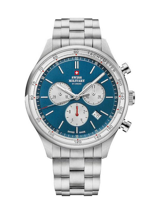 Swiss Military by Chrono Мъжки часовник 42мм Хронограф На батерия със Сребърна Метална Гривна
