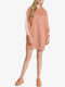 Mini Athletic Dress Long Sleeve Hooded Orange